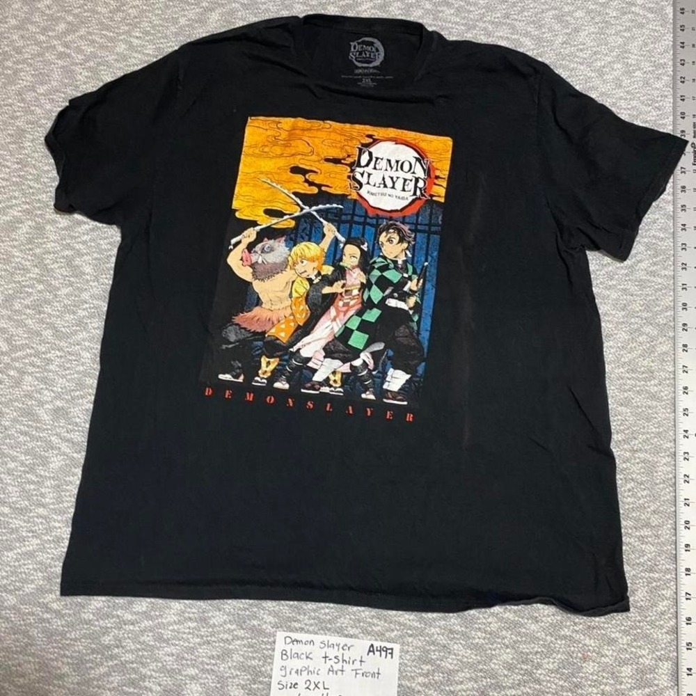 Demon Slayer black graphic t-shirt Size XXL. SKU-A497#slayer